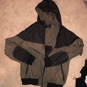 NWOT army green & black windbreaker